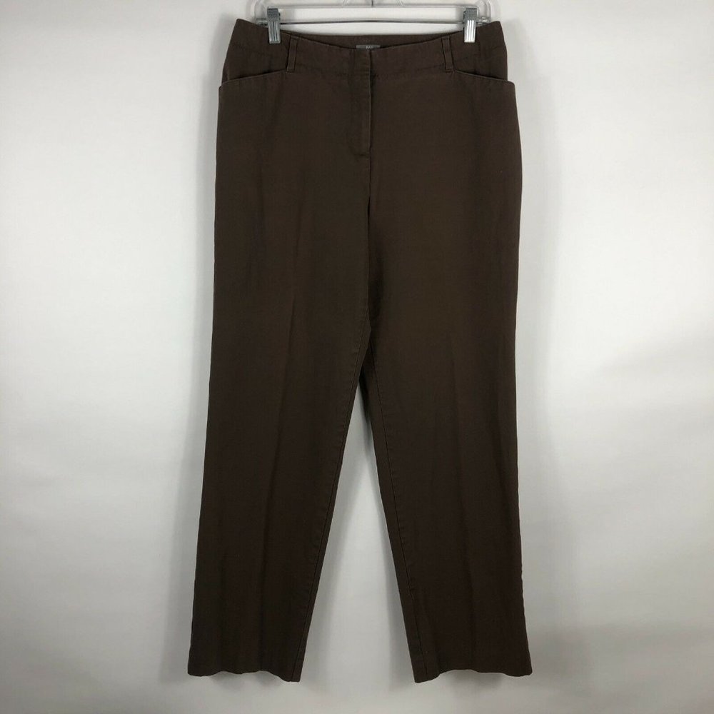 J. Jill Dress Pants Women's Size 10 Stretch Brown Chino Straight Leg High Rise